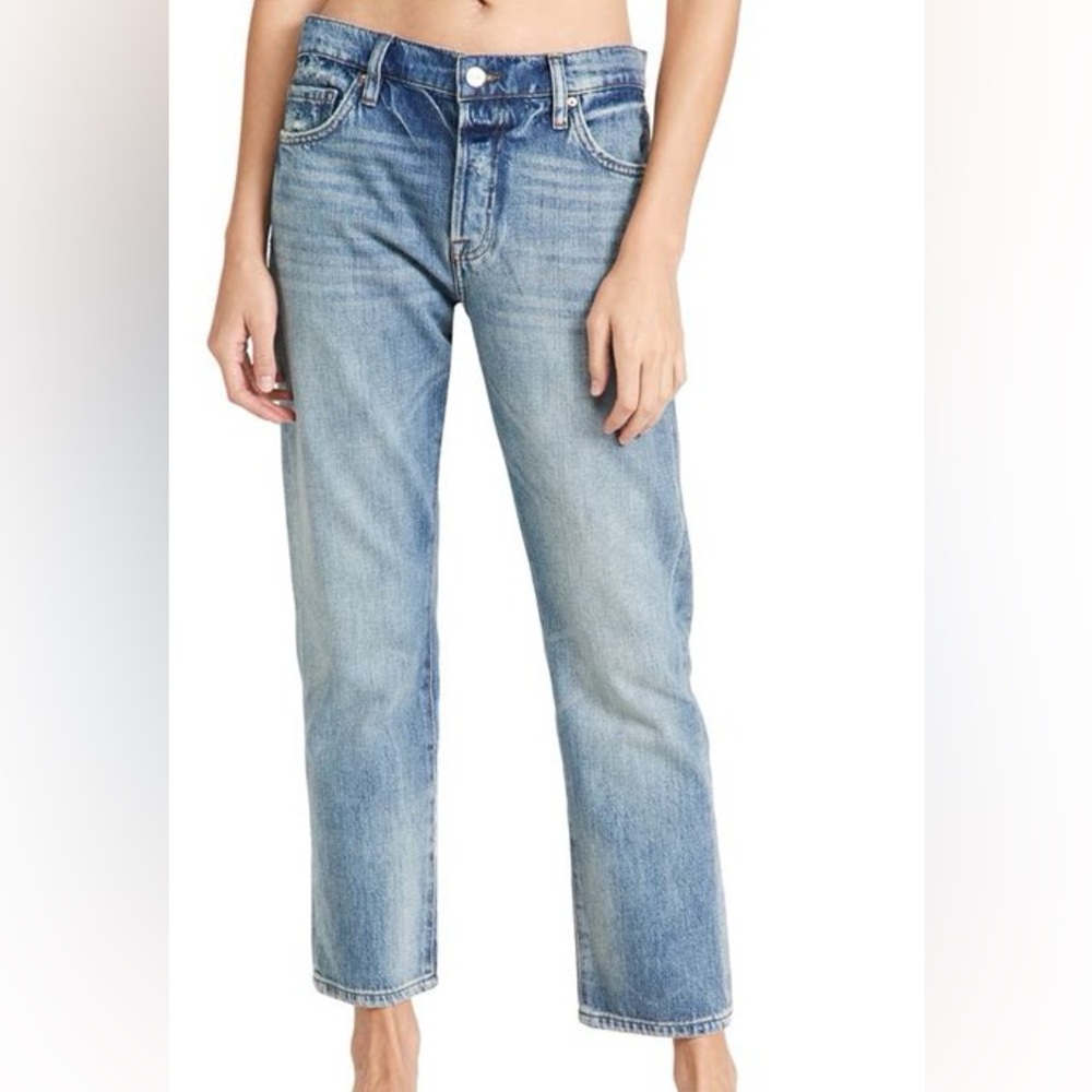 FRAME ankle length relaxed fit straight leg jeans Le Pixie Slouch style.